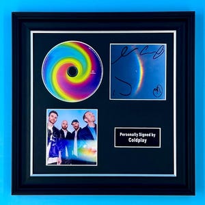 Coldplay Signed Photo & CD In Luxury Handmade Wooden Frame With Certificate Of Authenticity Moon Music Poster Memorabilia Autograph Auto