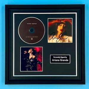 Ariana Grande Signed Photo & CD In Luxury Handmade Wooden Frame With AFTAL Member COA Poster Music Memorabilia Autograph Auto