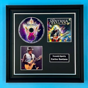 Carlos Santana Signed Photo & CD In Luxury Handmade Wooden Frame With Certificate Of Authenticity Poster Music Memorabilia Autograph Auto