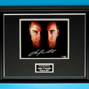 John Travolta Signed Photo In Luxury Handmade Wooden Frame & AFTAL Member COA Face Off Poster Movie Film TV Memorabilia Autograph Auto