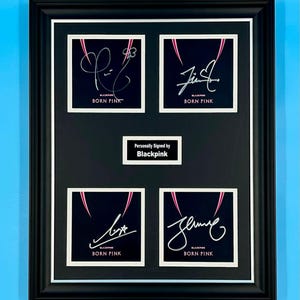 Blackpink Signed Photo In Luxury Handmade Wooden Frame & COA Born Pink Poster Music Memorabilia Lisa Jennie Rose Jisoo Autograph Auto