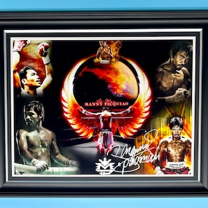 Manny Pacquiao Signed Photo In Luxury Handmade Wooden Frame & AFTAL Member Certificate Of Authenticity Autograph Boxing Memorabilia Poster