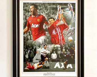 Ryan Giggs Signed Autograph Football Soccer Memorabilia Manchester United Premier League Montage Photo In Luxury Handmade Frame & AFTAL COA