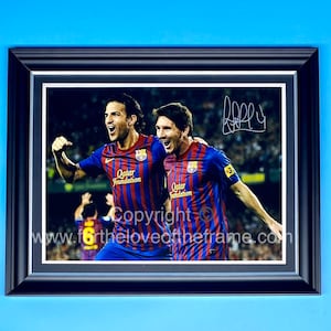Cesc Fabregas Signed Autograph Football Soccer Memorabilia FC Barcelona Messi Celebration Photo In Luxury Handmade Wooden Frame & AFTAL COA