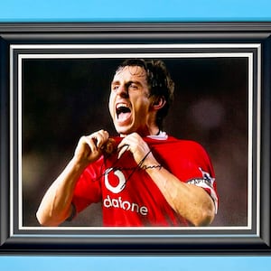 Gary Neville signiertes Foto im luxuriösen handgefertigten Holzrahmen & AFTAL Mitglied COA Autogramm Fußball Fußball Memorabilien Manchester United Poster