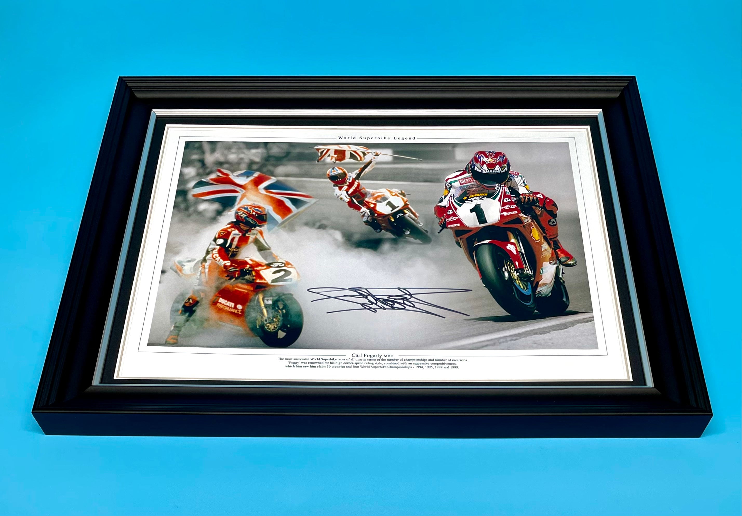 Carl Fogarty Signed Photo in Luxury Handmade Wooden Frame & AFTAL