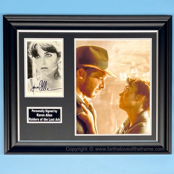 Karen Allen Signed Autograph Movie Memorabilia Raiders Of The Lost Ark Photo Poster In Luxury Handmade Wooden Frame & AFTAL COA