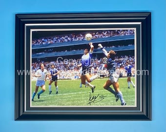 Peter Shilton Signed Autograph Football Soccer Memorabilia England World Cup Maradona Hand Of God Photo In Luxury Handmade Frame & AFTAL COA