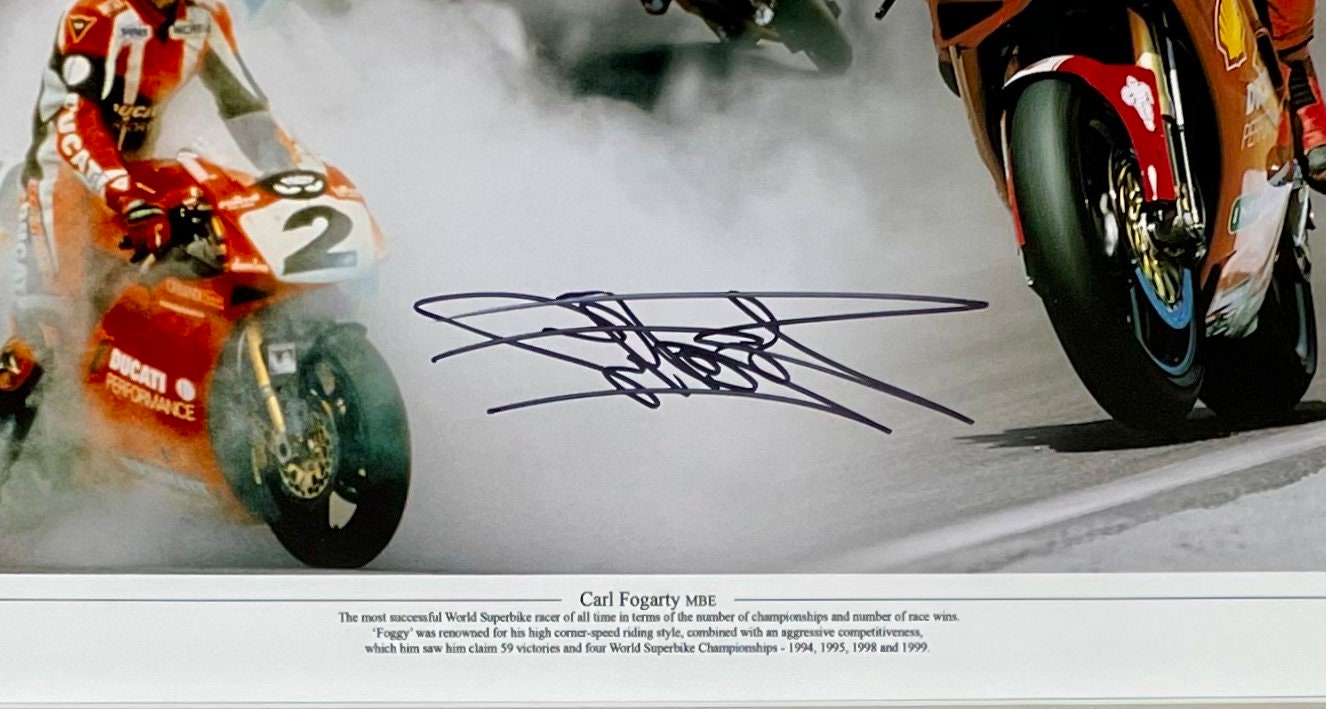 Carl Fogarty Signed Photo in Luxury Handmade Wooden Frame & AFTAL