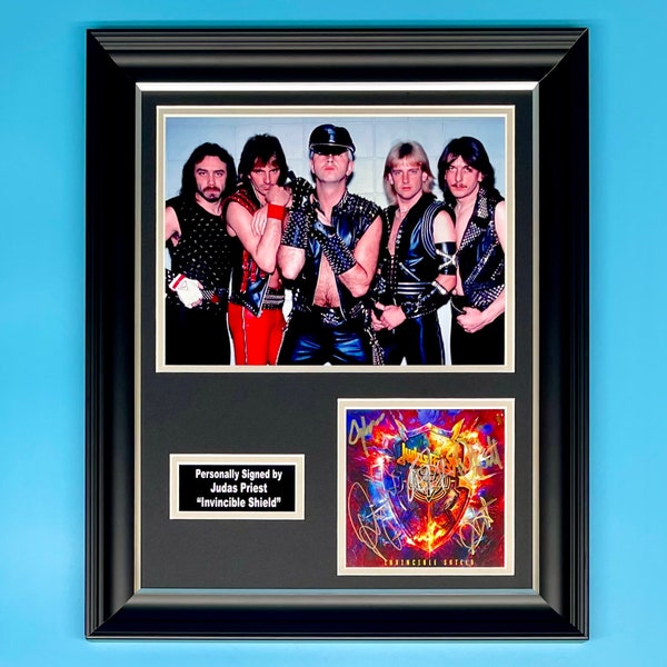 Judas Priest Signed Photo In Luxury Handmade Wooden Frame With CD & COA Autograph Music Memorabilia Poster Invincible Shield Cover