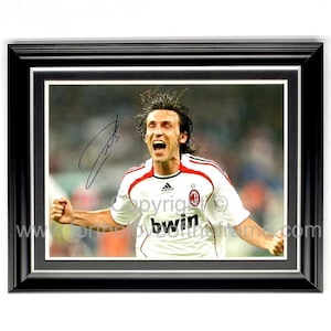 Andrea Pirlo Signed Autograph Football Soccer Memorabilia AC Milan Champions League Photo In Luxury Handmade Wooden Frame & AFTAL COA