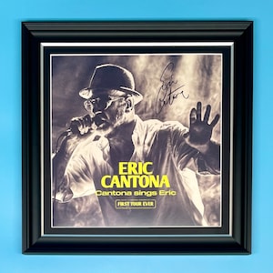 Eric Cantona Signed Photo In Luxury Handmade Wooden Frame & Vinyl Record With COA Autograph Music Football Memorabilia Cantona Sings Eric