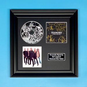 Def Leppard Signed Photo & CD In Luxury Handmade Wooden Frame With COA Autograph Music Memorabilia Poster Diamond Star Halos Album Cover