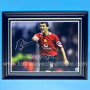 Roy Keane Signed Autograph Football Soccer Memorabilia Manchester United Premier League Photo In Luxury Handmade Wooden Frame & AFTAL COA