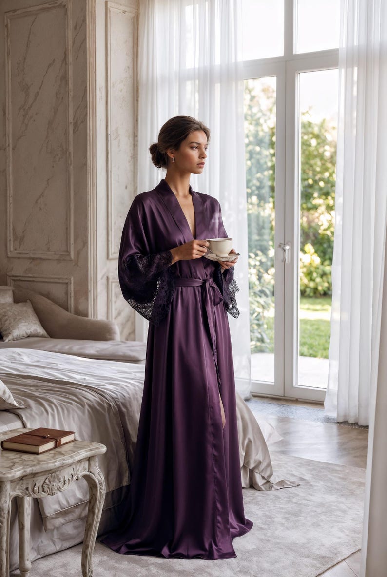Silk Kimono Robe Sewing Pattern PDF, Lace Cuffs Loungewear (sizes XS ...