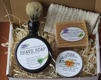 Luxury Gift Basket in a box Goat Milk Soap Lotion Bodywash Shaving with Natural Ingredients for Sensitive Skin Sugar Scrub