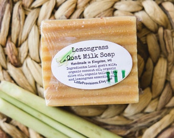 Lemongrass Goat Milk Soap Made in Michigan Organic Rustic Bar Unrefined Baby Sensitive Local Handmade Nourish Your Skin Eczema Refresh