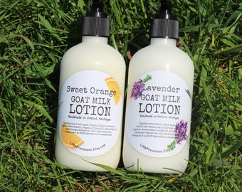 Fresh Goat Milk Lotion Handmade Local moisturizing sensitive skin whole body paraben free organic shea orange lavender peppermint lemongrass