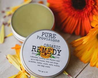 Organic Herbal Salve with plantain comfrey and calendula