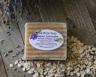 Handmade Oatmeal Lavender Goat Milk Soap: Organic, Unrefined, Eczema Relief