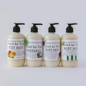 Goat Milk Body Wash Pure Ingredients 12oz pump Organic Oils Lavender Peppermint Orange Lemongrass