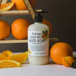 Local Goat Milk Liquid Hand Soap 8oz 12oz Pump Moisturizing Sensitive Skin Eczema Organic Peppermint Sweet Orange Spice Lavender Lemongrass Orange