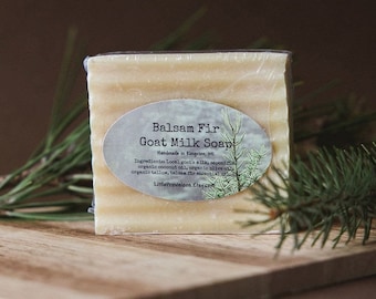 4 oz Balsam Fir Goat Milk Soap Made in Michigan Organic Baby Sensitive help for eczema psoriasis dry skin cracks healing local