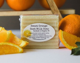 Orange Goat Milk Soap Made in Michigan Organic Rustic Ridged Unrefined Baby Sensitive Local Handmade Nourish Your Skin Eczema Remedy