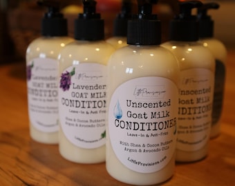 Acondicionador sin enjuague y anti-frizz de leche de cabra con manteca de karité y aceite de argán