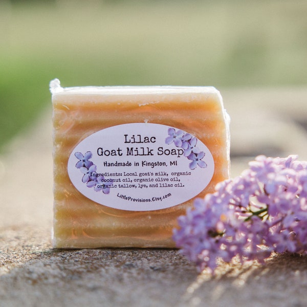 Lilac Goat Milk Soap Made in Michigan Organic Rustic Unrefined Baby Sensitive Local Handmade Nourish Your Skin Eczema Relax Moisturize