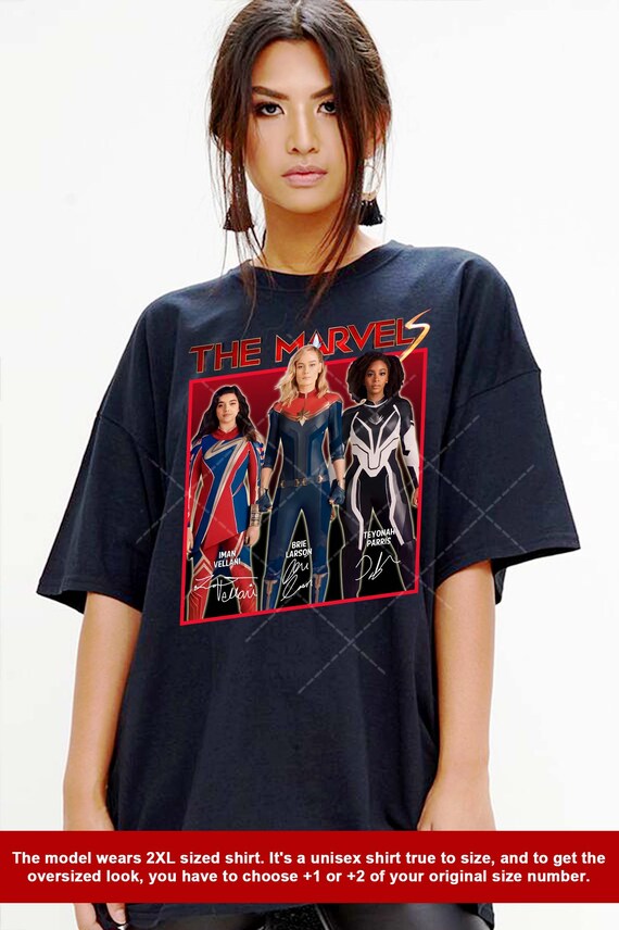 Popular The Marvels Signature shirt, captain marvel Shirt, miss marvel Shirt, brie larson shirt, iman vellani shirt, teyonah parris shirt