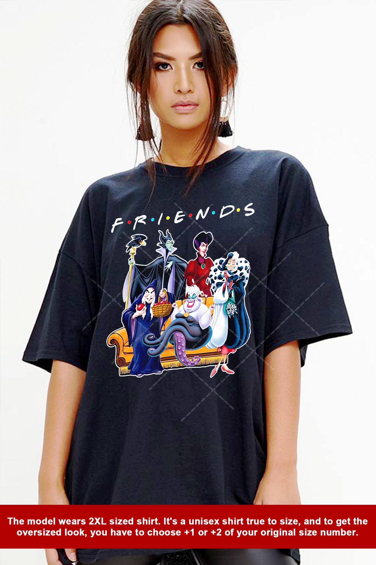 Funny Parody Friends Villain Disney, The Evil Queen, Maleficent, Ursula, Gaston shirt