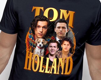 Vintage Graphic Gold Text TOM HOLLAND, Peter Parker, Spider-man, Uncharted, Movie shirt