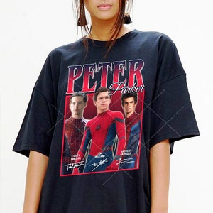 Spider-man Signature Shirt, Tom Holland Homage Tshirt, Tobey Maguire Fan Tees, Andrew Garfield Retro 90s Sweater, Spiderman Merch Gift
