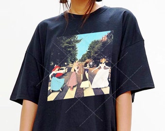 Funny Disney Princess Road to Abbey, Ariel Mermaid, Sleeping Beauty, Snow White, Cinderella shirt