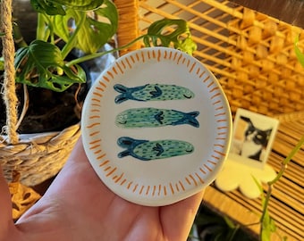 Handmade Ceramic Fish Trinket Dish, Funky Room Decor