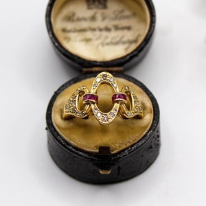 Carrera Y Carrera Vintage Diamond Ring, 18ct Solid Gold Diamond and Ruby Cluster Ring, Signed Carrera Y Carrera Ruby and Diamonds