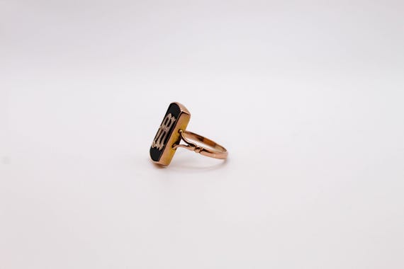 Antique Solid Gold Ring, Victorian Monogram 9ct H… - image 8