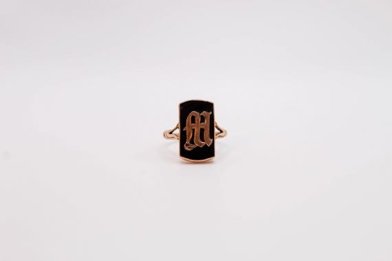 Antique Solid Gold Ring, Victorian Monogram 9ct H… - image 6