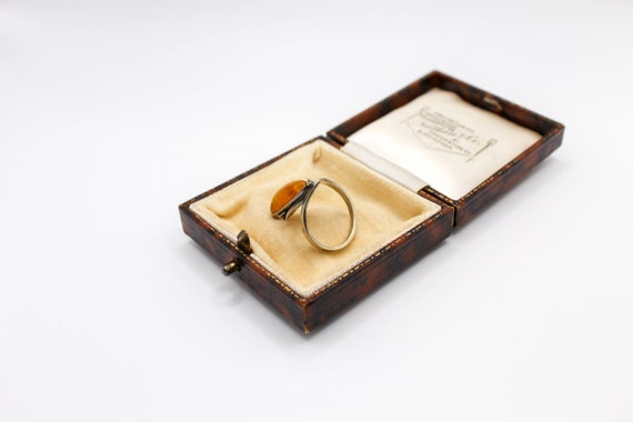 Vintage Butterscotch Amber Ring, Solid Silver, Ha… - image 4