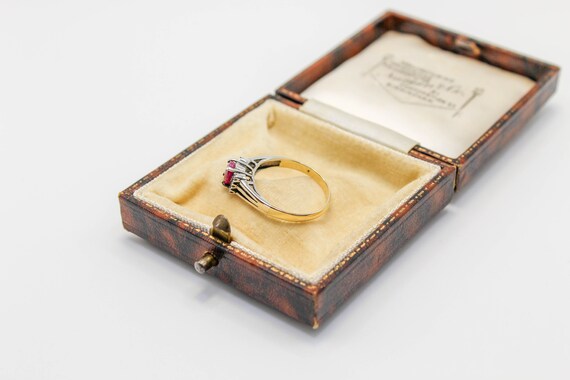 Vintage Natural Ruby Ring: 9ct Gold & Sterling Si… - image 6