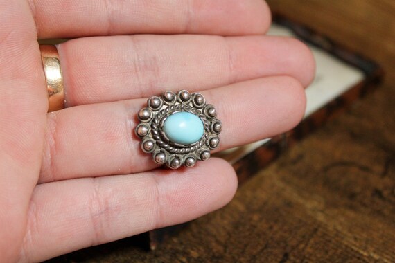 Vintage Silver Larimar Ring, Solid Silver Navajo … - image 5