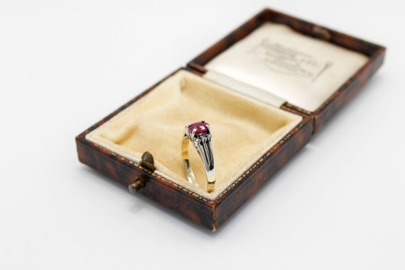 Vintage Natural Ruby Ring: 9ct Gold & Sterling Si… - image 2