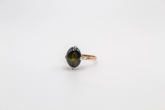 1950s Black Opal Solid Gold Ring: Antique German … - image 7