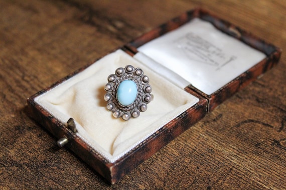 Vintage Silver Larimar Ring, Solid Silver Navajo … - image 1