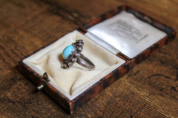 Vintage Silver Larimar Ring, Solid Silver Navajo … - image 2
