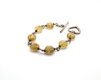 Rutilated Quartz Bracelet, Vintage Hand Crafted Solid Silver Piece