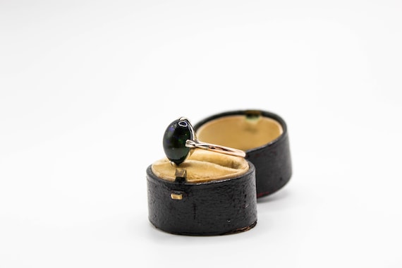 1950s Black Opal Solid Gold Ring: Antique German … - image 2
