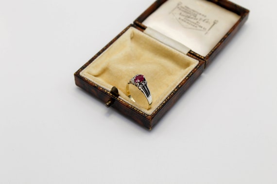 Vintage Natural Ruby Ring: 9ct Gold & Sterling Si… - image 4