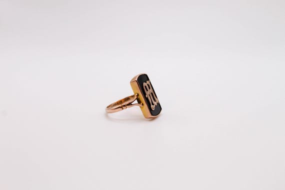 Antique Solid Gold Ring, Victorian Monogram 9ct H… - image 7